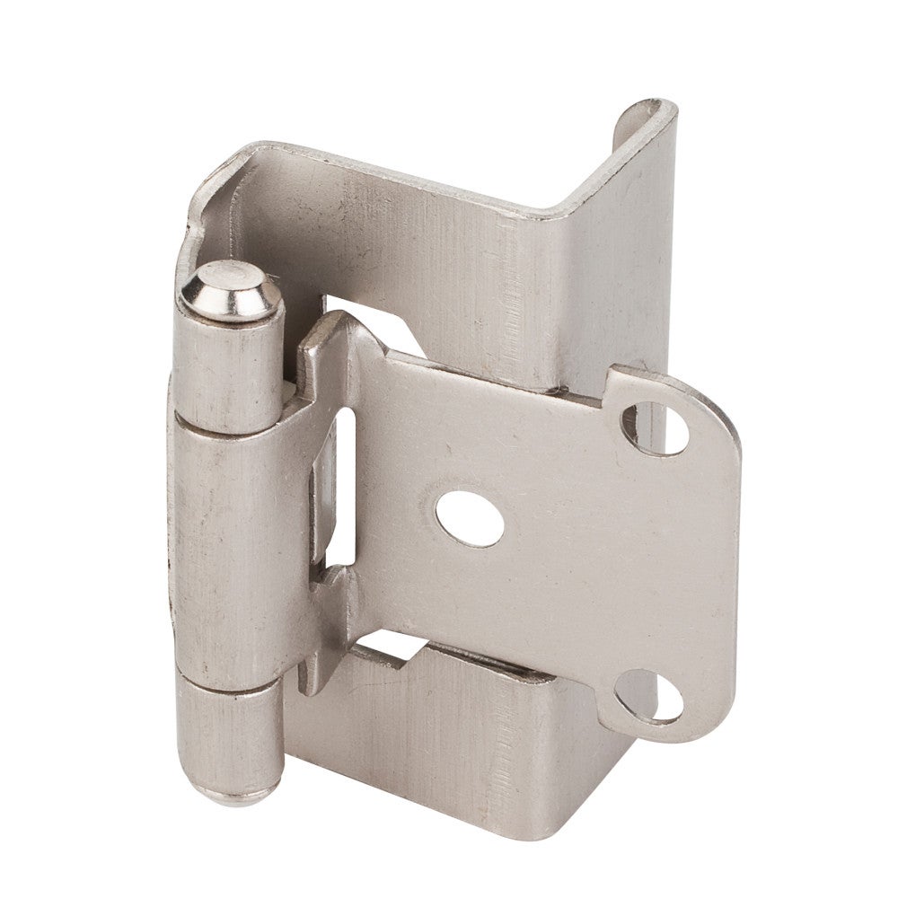 1/2" Overlay, 3/4" Frame Full Wrap Self Closing Hinge Without Screws - 3 Hole Door Mount - Satin Nickel