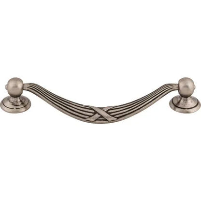 Ribbon & Reed Drop Pull 5 1/16 Inch (c-c) - Pewter Antique
