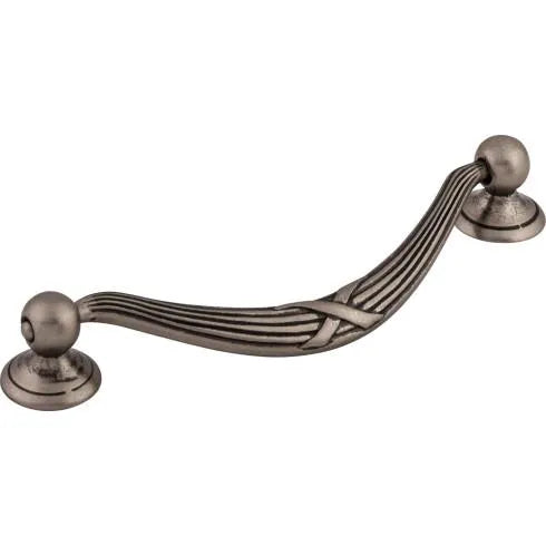Ribbon & Reed Drop Pull 5 1/16 Inch (c-c) - Pewter Antique