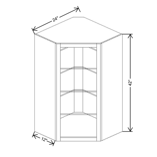 Fabuwood Allure Galaxy Frost Wall 42”H No Door Diagonal Corner 24"W Cabinet