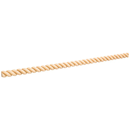 3/16" D x 3/8" H Hard Maple Tight Twist Half Round Rope Moulding