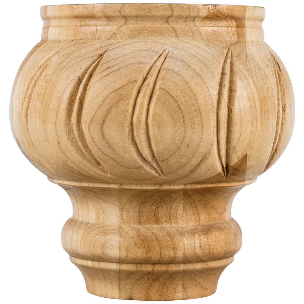4-1/2" W x 4-1/2" D x 4-1/2" H Rubberwood Spiral Bun Foot