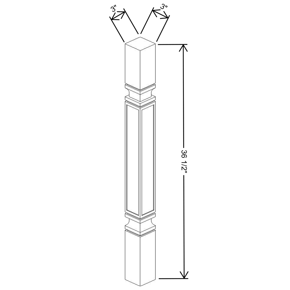 Fabuwood Allure Galaxy Frost Standard Post 3”W x 3"D x 36 ½”H