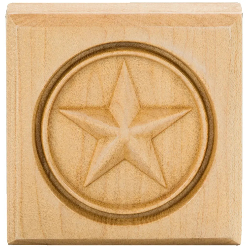 3" W x 7/8" D x 3" H White Birch Star Rosette