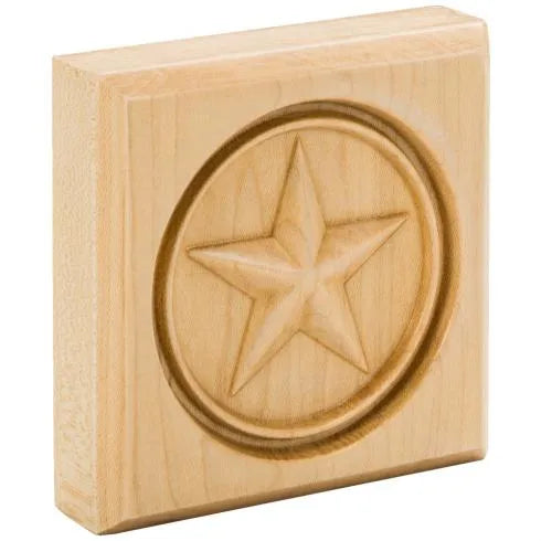 3" W x 7/8" D x 3" H White Birch Star Rosette