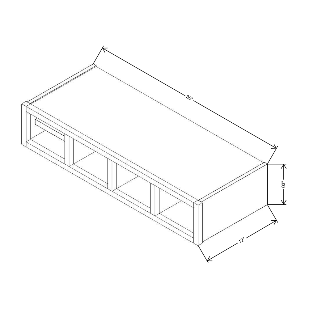 Fabuwood Allure Galaxy Frost Wall Organizer 30”W x 06”H Cabinet