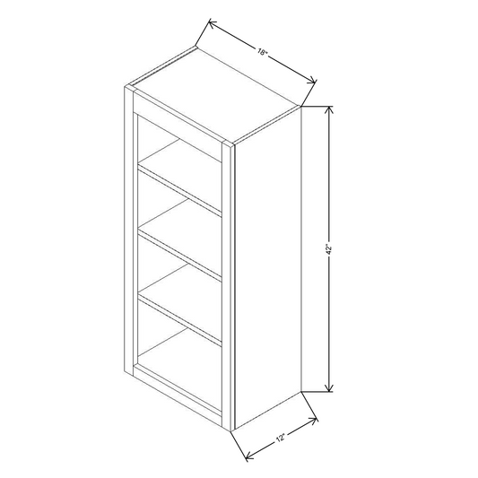 Fabuwood Allure Galaxy Frost Wall 42”H Open Shelf 18"W Cabinet