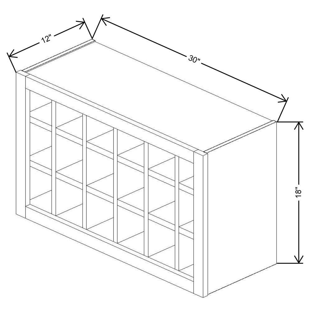 Fabuwood Allure Galaxy Frost Wall Wine Rack 30"W x 18”H Cabinet
