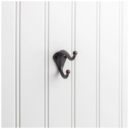 2-5/16" Brushed Oil Rubbed Bronze Traditional Double Prong Ball End Wall Mounted Utility Hook