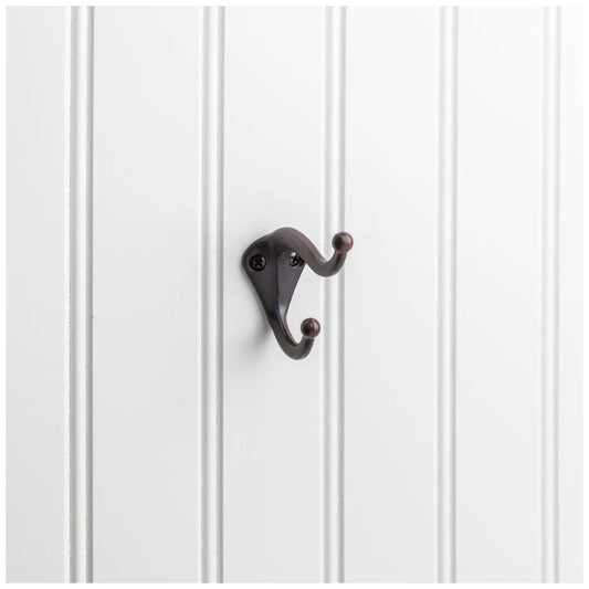 2-5/16" Brushed Oil Rubbed Bronze Traditional Double Prong Ball End Wall Mounted Utility Hook