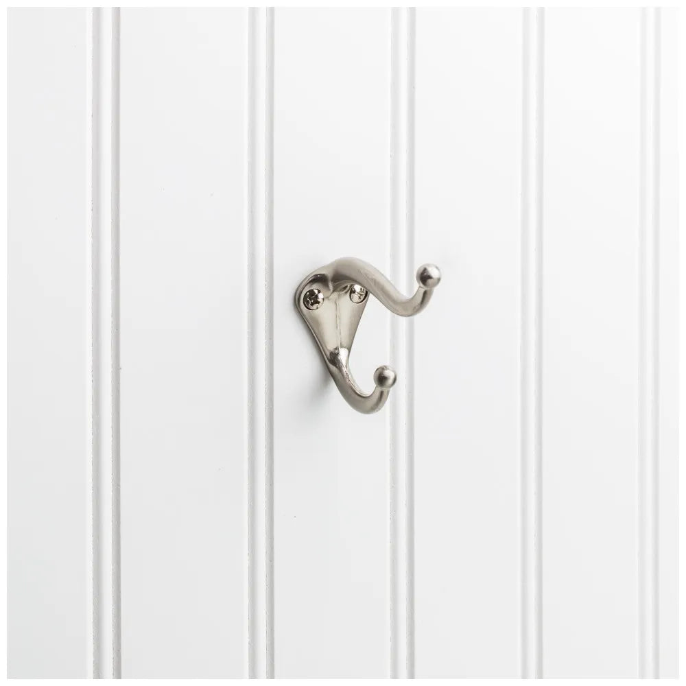 2-5/16" Satin Nickel Traditional Double Prong Ball End Wall Mounted Utility Hook