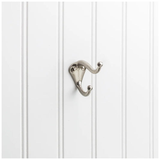 2-5/16" Satin Nickel Traditional Double Prong Ball End Wall Mounted Utility Hook
