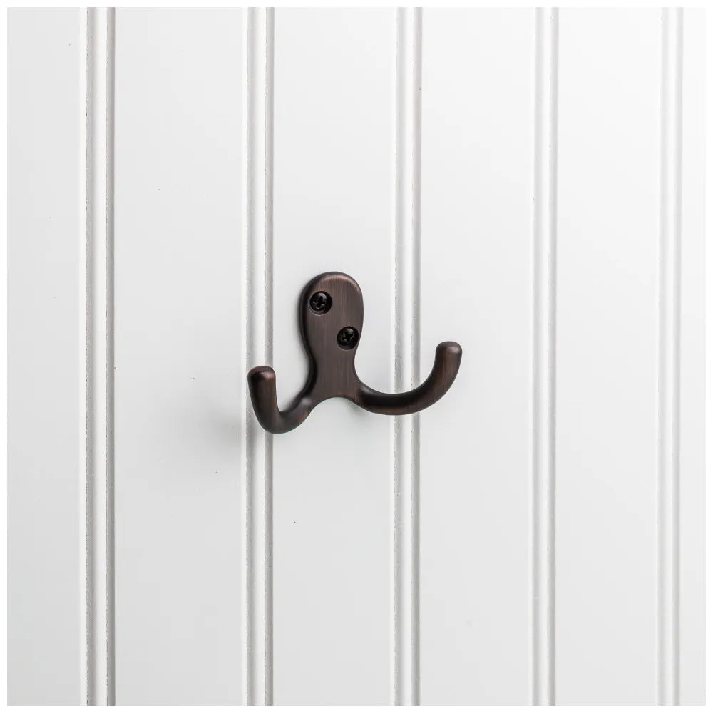 1-7/8" Brushed Oil Rubbed Bronze Heavy Duty Double Prong Wall Mounted Hook