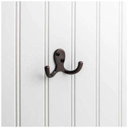 1-7/8" Brushed Oil Rubbed Bronze Heavy Duty Double Prong Wall Mounted Hook