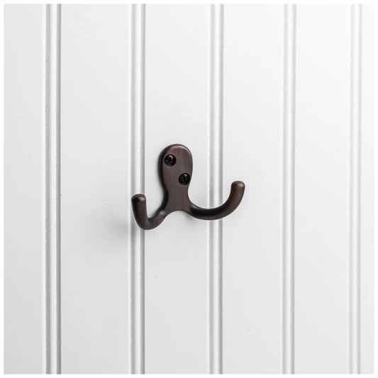 1-7/8" Brushed Oil Rubbed Bronze Heavy Duty Double Prong Wall Mounted Hook