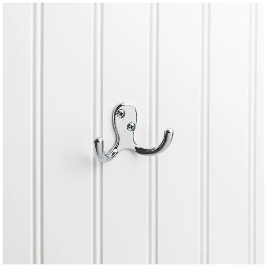 1-7/8" Polished Chrome Heavy Duty Double Prong Wall Mounted Hook