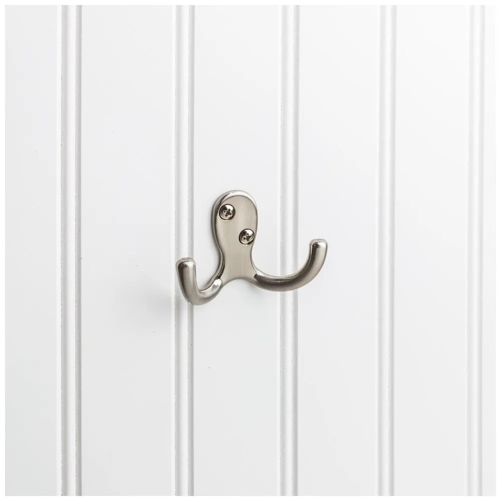 1-7/8" Satin Nickel Heavy Duty Double Prong Wall Mounted Hook