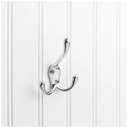 4" Polished Chrome Large Triple Prong Wall Mounted Hook
