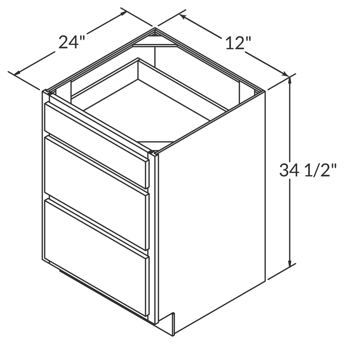 Fabuwood Allure Galaxy Nickel Drawer Base 12"W Assembled Cabinet