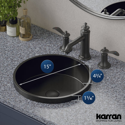 15" Top Mount Stainless Steel Bathroom Sink In Gunmetal Grey