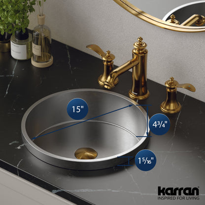 15" Top Mount Stainless Steel Bathroom Sink In Stainless Steel