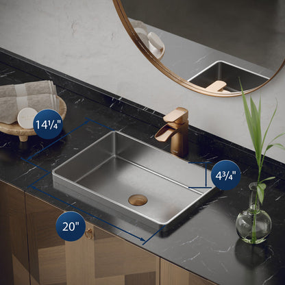 20" Top Mount Stainless Steel Bathroom Sink In Stainless Steel