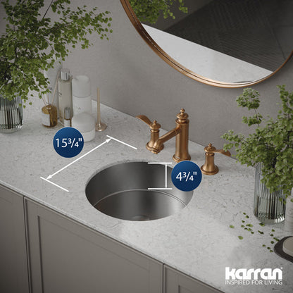 15-3/4" Undermount Stainless Steel Bathroom Sink In Stainless Steel