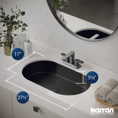 27-1/2" Undermount Stainless Steel Bathroom Sink In Gunmetal Grey