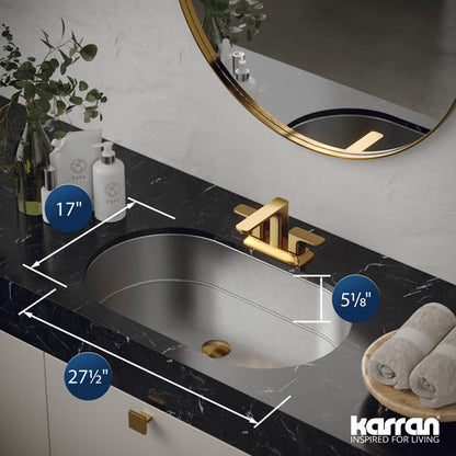 27-1/2" Undermount Stainless Steel Bathroom Sink In Stainless Steel