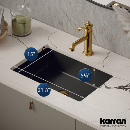 21-5/8" Undermount Stainless Steel Bathroom Sink In Gunmetal Grey