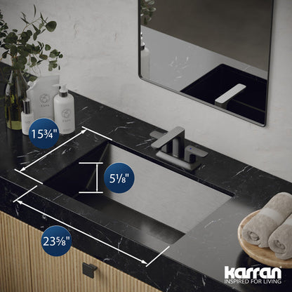 23-5/8" Undermount Stainless Steel Bathroom Sink In Gunmetal Grey
