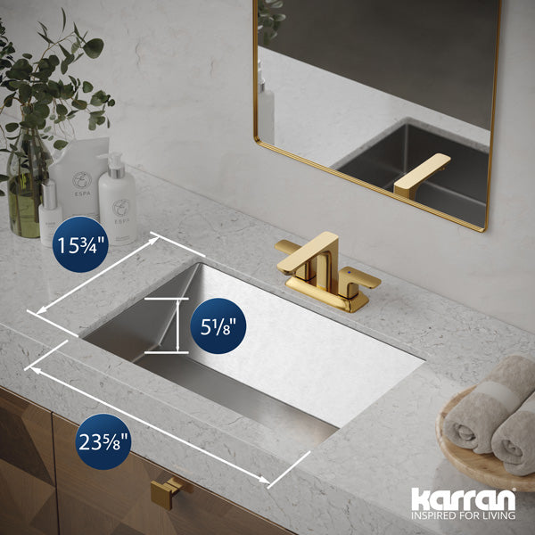 23-5/8" Undermount Stainless Steel Bathroom Sink In Stainless Steel