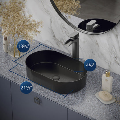 21-5/8" Vessel Stainless Steel Bathroom Sink In Gunmetal Grey