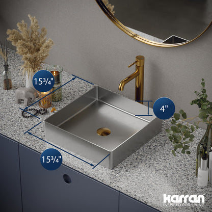 15-3/4" Vessel Stainless Steel Bathroom Sink In Stainless Steel