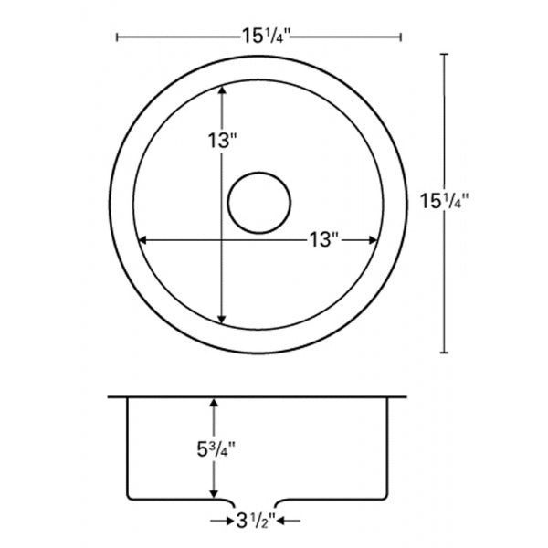 15-1/4" Seamless Undermount Stainless Steel Bar/Prep Sink