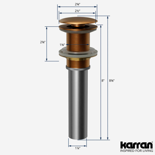 Pop-Up Bathroom Sink Drain In Brushed Copper