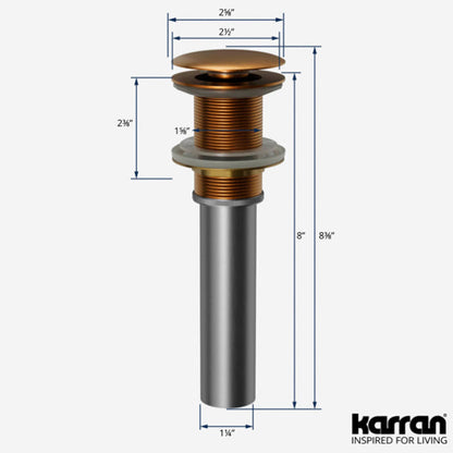 Pop-Up Bathroom Sink Drain In Brushed Copper
