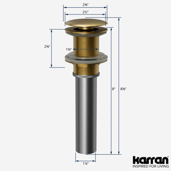 Pop-Up Bathroom Sink Drain In Brushed Gold