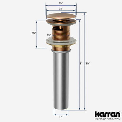 Pop-Up Bathroom Sink Drain with Overflow In Brushed Copper