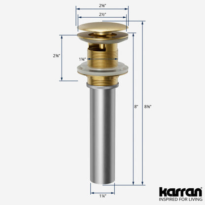 Pop-Up Bathroom Sink Drain with Overflow In Brushed Gold