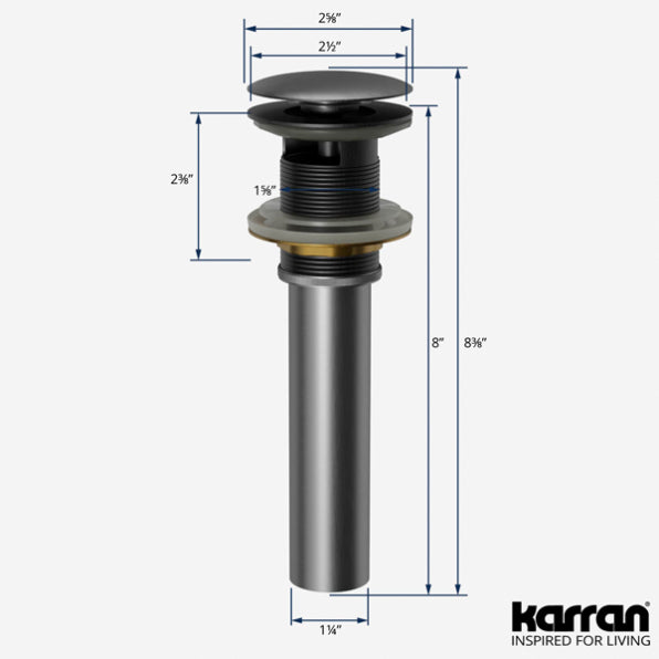 Pop-Up Bathroom Sink Drain with Overflow In Stainless Steel