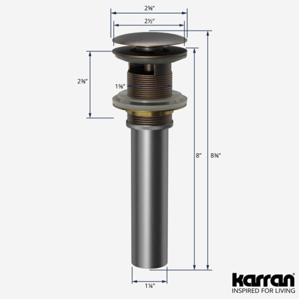 Pop-Up Bathroom Sink Drain with Overflow In Oil Rubbed Bronze