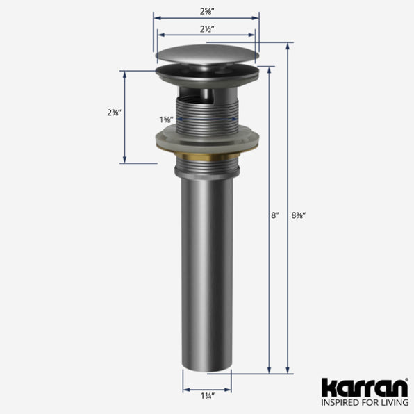 Pop-Up Bathroom Sink Drain with Overflow In Stainless Steel