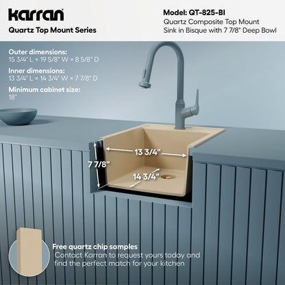 15-3/4" Top Mount Quartz Composite Bar/Prep Sink In Bisque