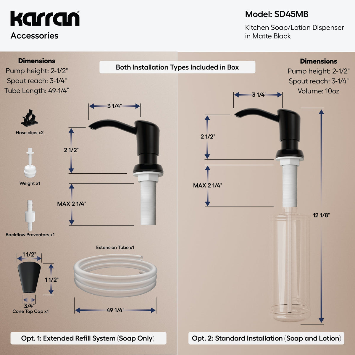 Karran SD45 Soap Dispenser In Matte Black