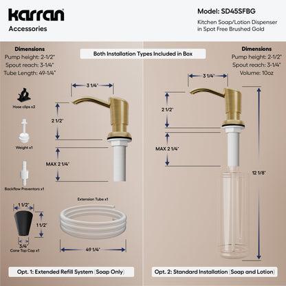 Karran SD45 Soap Dispenser In Spot-Free Brushed Gold