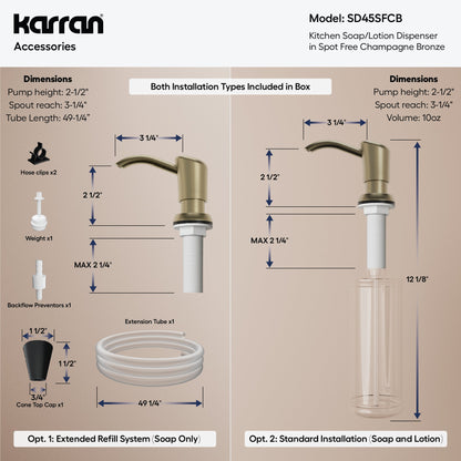 Karran SD45 Soap Dispenser In Spot-Free Champagne Bronze