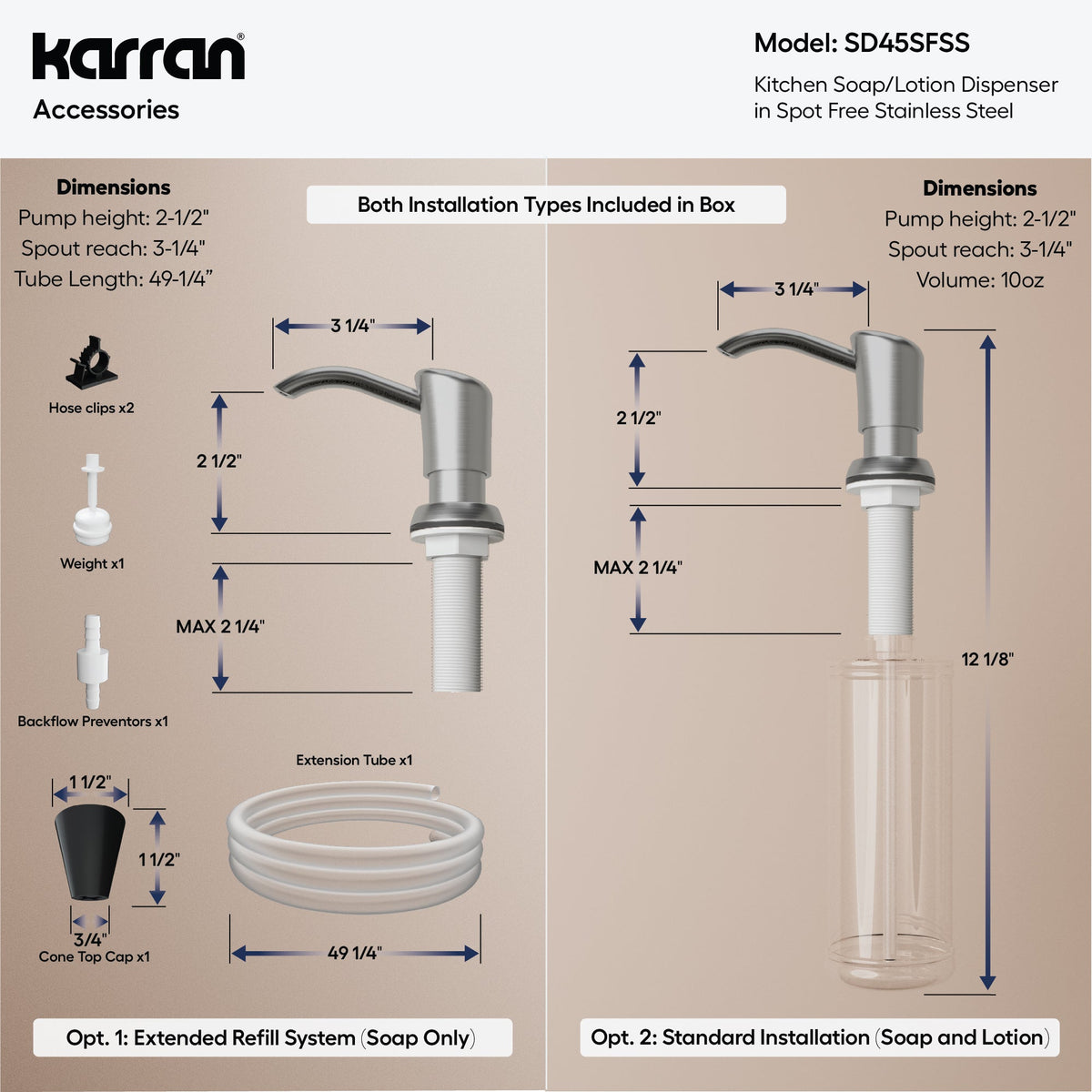 Karran SD45 Soap Dispenser In Spot-Free Stainless Steel