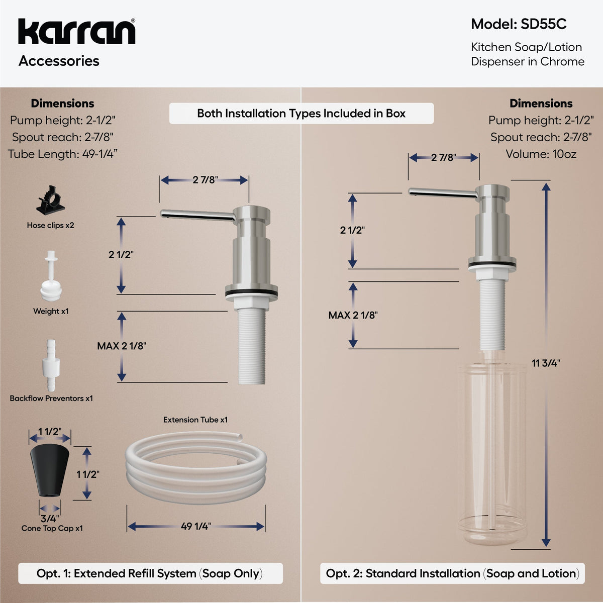 Karran SD55 Soap Dispenser In Chrome