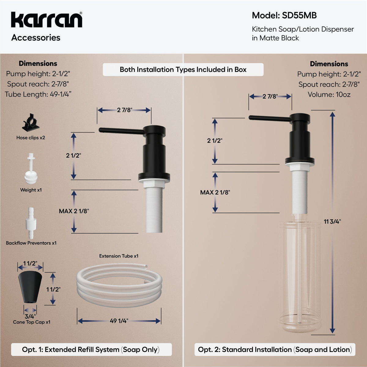 Karran SD55 Soap Dispenser In Matte Black